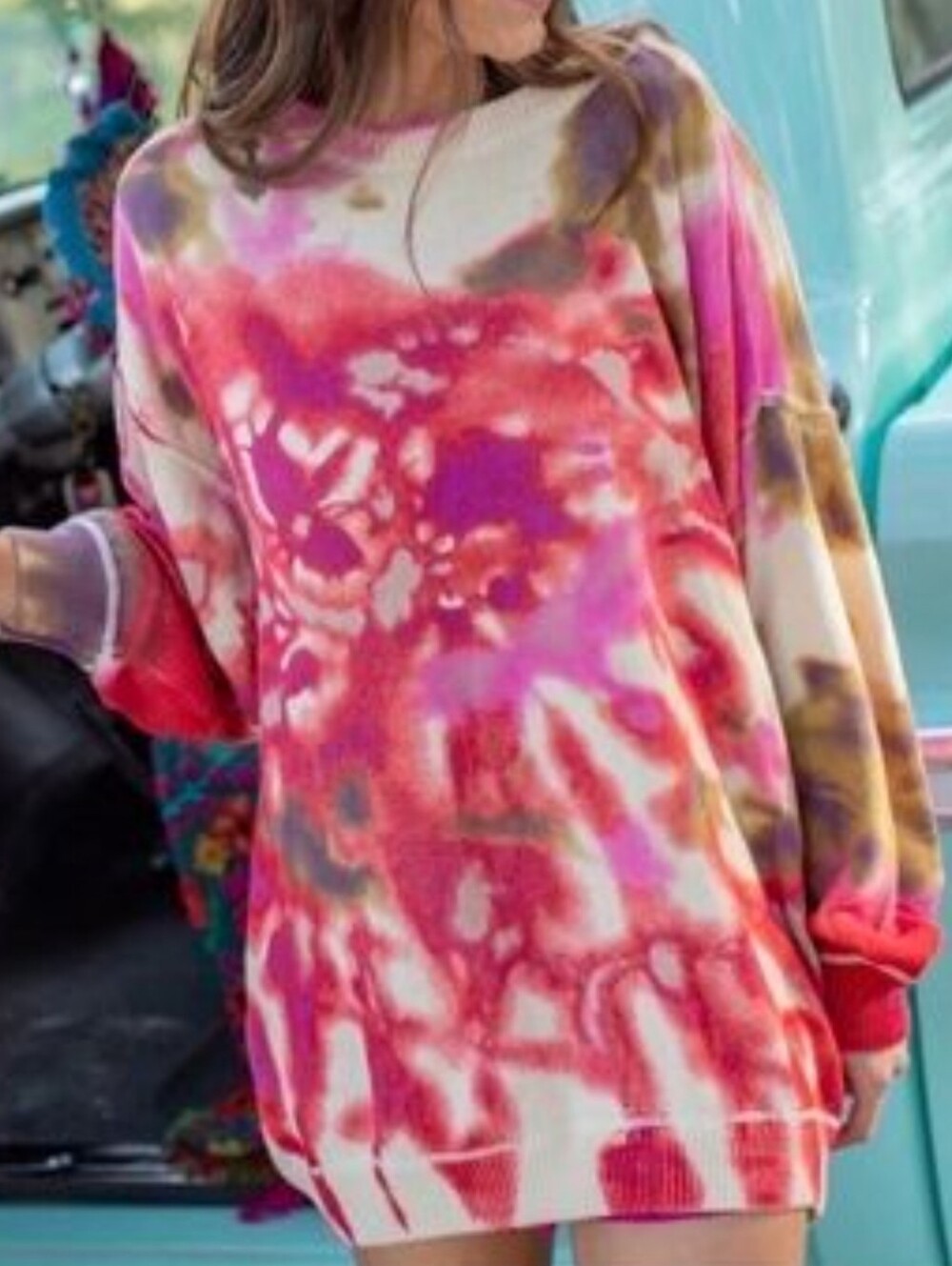 Natural Life Taylor Oversized Cotton Sweater Tie-Dye Size L/XL